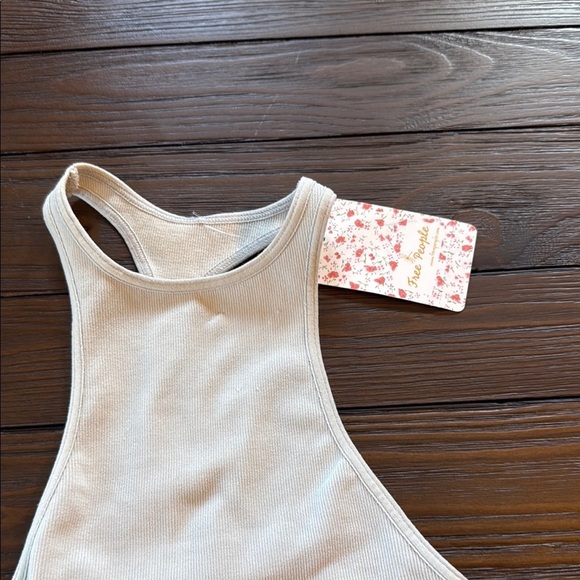 Free People Ribbed Racer Back Stretchy Tank Glacier Grey XS Small New - Picture 3 of 5